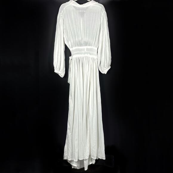 Jen's Pirate Booty Foreigner Dress White Cotton Tie Front Maxi Long Sleeve Sz XS - Picture 10 of 11